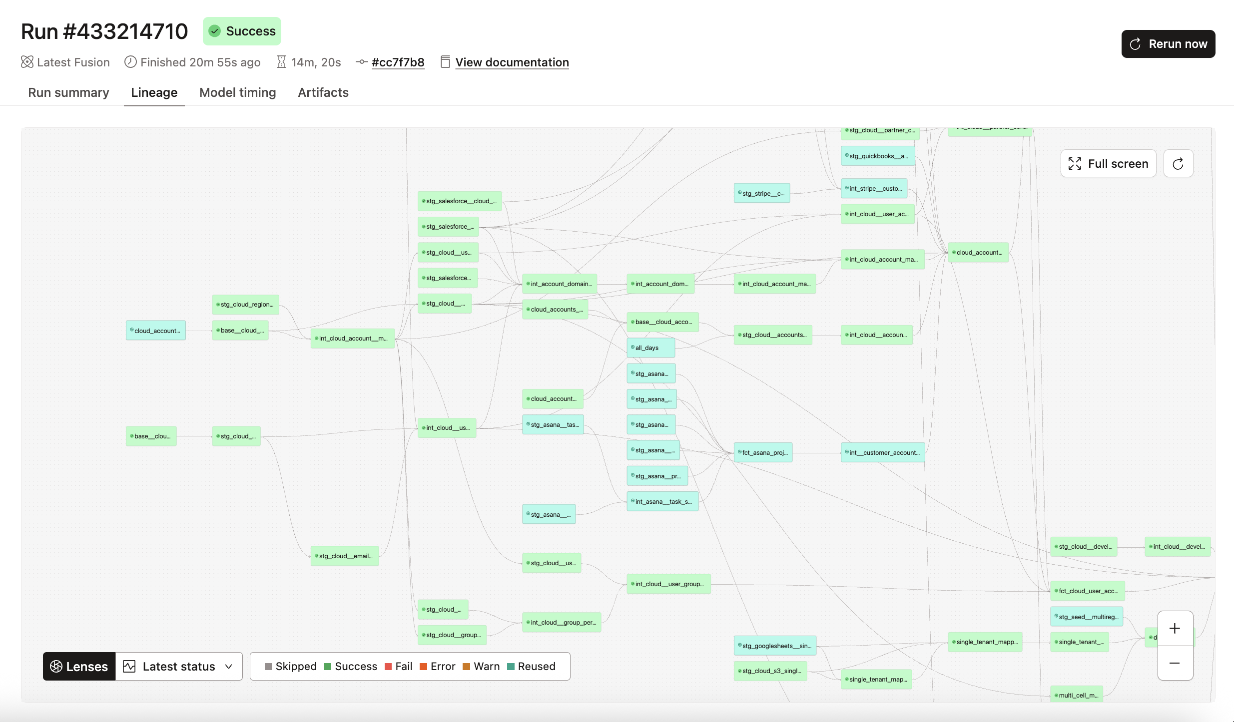 Latest status lens showing reused models Latest status lens showing reused models